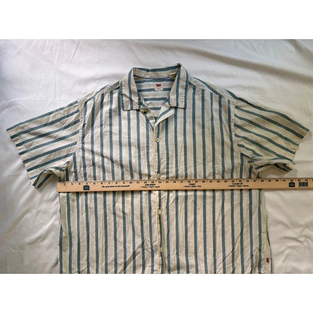 Mens Levis Cotton Short Sleeve Shirt and White Horizontal Stripe XL Skater